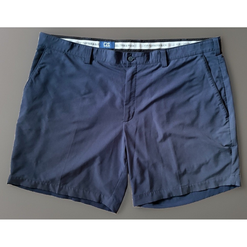 New Cutter & Buck Chino Golf Shorts Flat Front Blue Logo Mens Size 44B NWOT JBHS